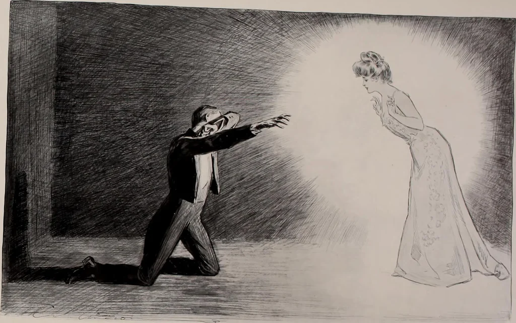 An illustration from Social ladder / drawings by Charles Dana Gibson., 1902, leaf 60