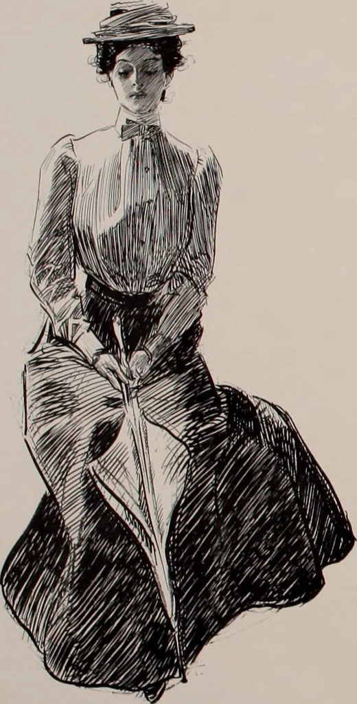An illustration from Social ladder / drawings by Charles Dana Gibson., 1902, leaf 61