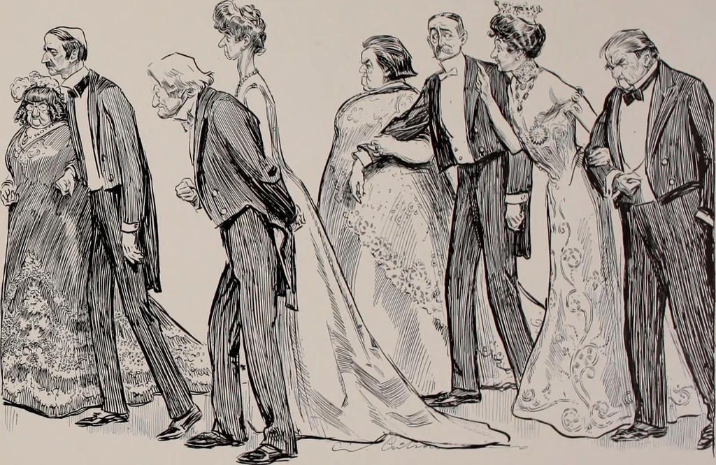 An illustration from Social ladder / drawings by Charles Dana Gibson., 1902, leaf 64