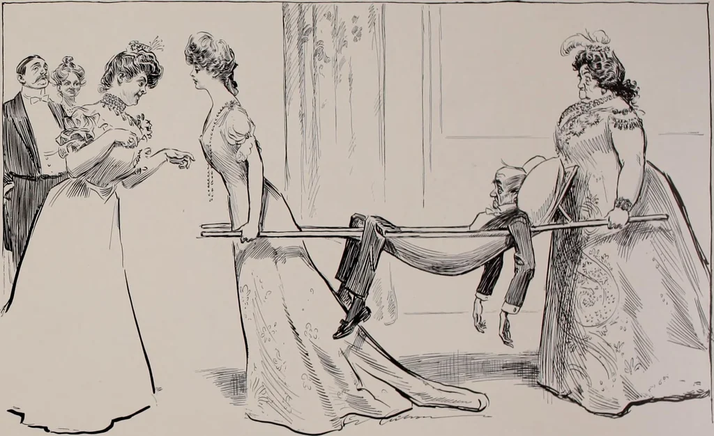 An illustration from Social ladder / drawings by Charles Dana Gibson., 1902, leaf 70