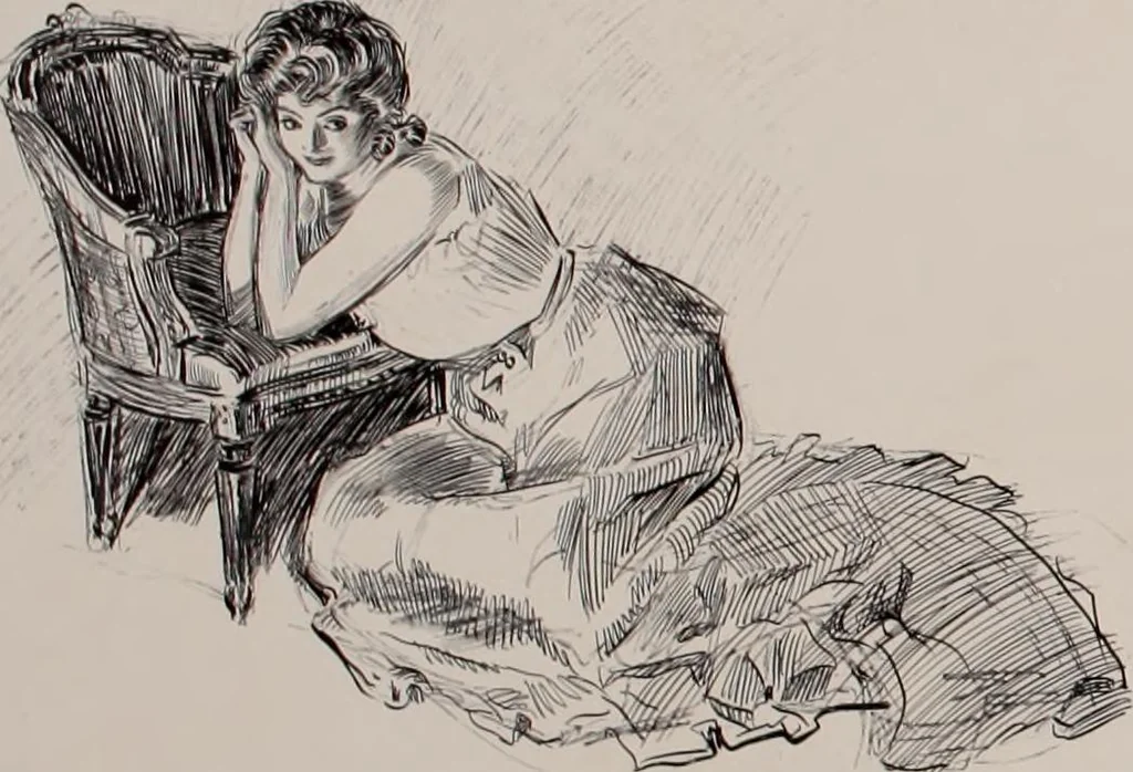 An illustration from Social ladder / drawings by Charles Dana Gibson., 1902, leaf 79