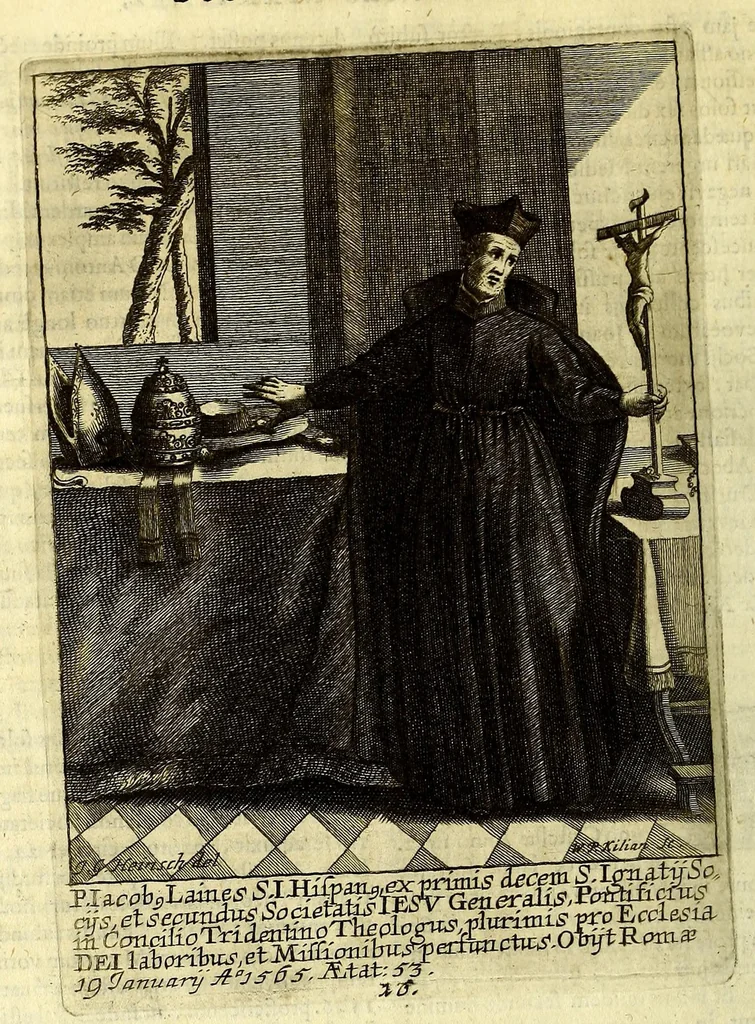 An illustration from Societas Jesu apostolorum imitatrix, sive Gesta praeclara et virtutes eorum, qui è Societate Jesu in procuranda salute animarum, per apostolicas missiones, conciones, sacramentorum ministeria, evangelij inter fideles & infideles propagationem, ceteráque munia apostolica, per totum orbem terrarum speciali zelo desudâ[ve]runt. Pars prima Societatis Jesu Europaeae., 1694, leaf 102