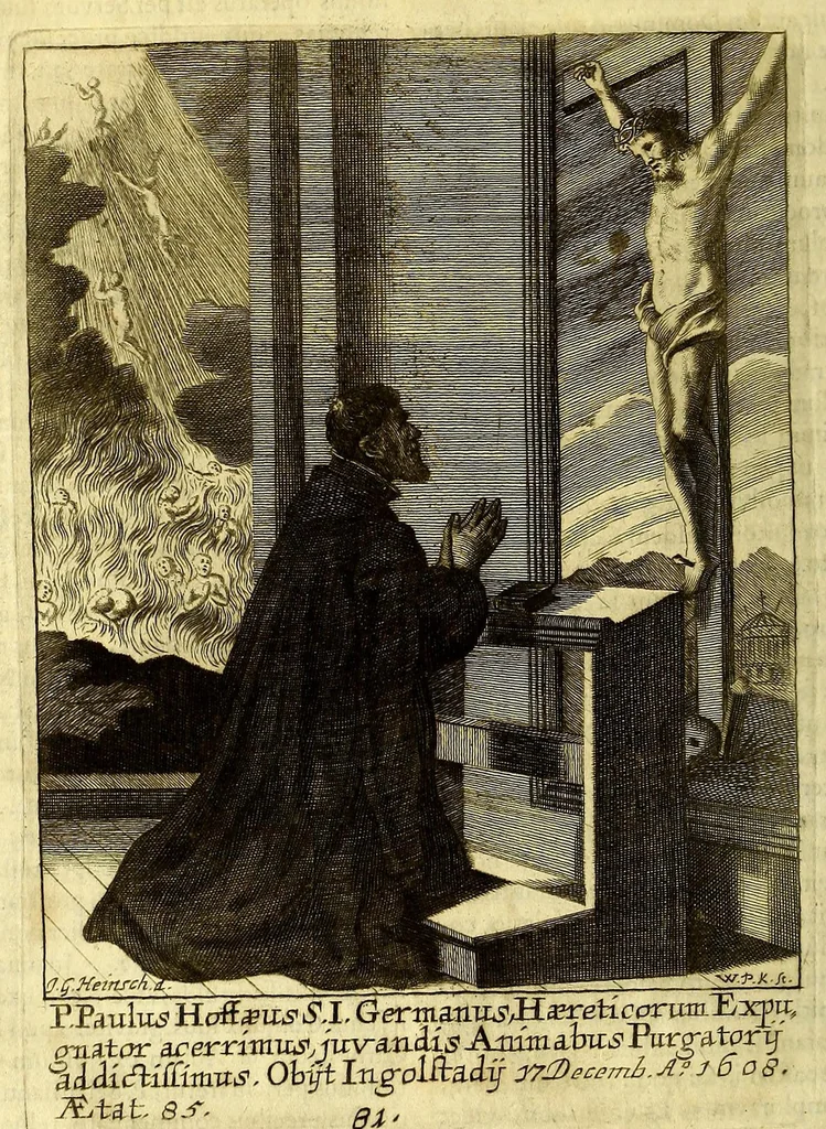 An illustration from Societas Jesu apostolorum imitatrix, sive Gesta praeclara et virtutes eorum, qui è Societate Jesu in procuranda salute animarum, per apostolicas missiones, conciones, sacramentorum ministeria, evangelij inter fideles & infideles propagationem, ceteráque munia apostolica, per totum orbem terrarum speciali zelo desudâ[ve]runt. Pars prima Societatis Jesu Europaeae., 1694, leaf 392