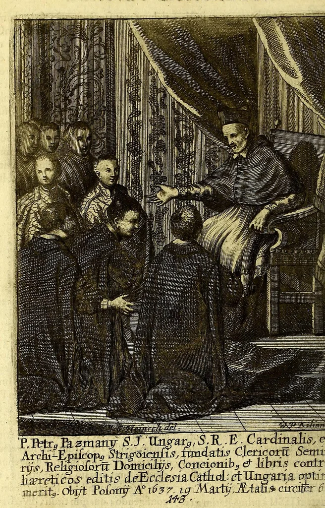 An illustration from Societas Jesu apostolorum imitatrix, sive Gesta praeclara et virtutes eorum, qui è Societate Jesu in procuranda salute animarum, per apostolicas missiones, conciones, sacramentorum ministeria, evangelij inter fideles & infideles propagationem, ceteráque munia apostolica, per totum orbem terrarum speciali zelo desudâ[ve]runt. Pars prima Societatis Jesu Europaeae., 1694, leaf 678