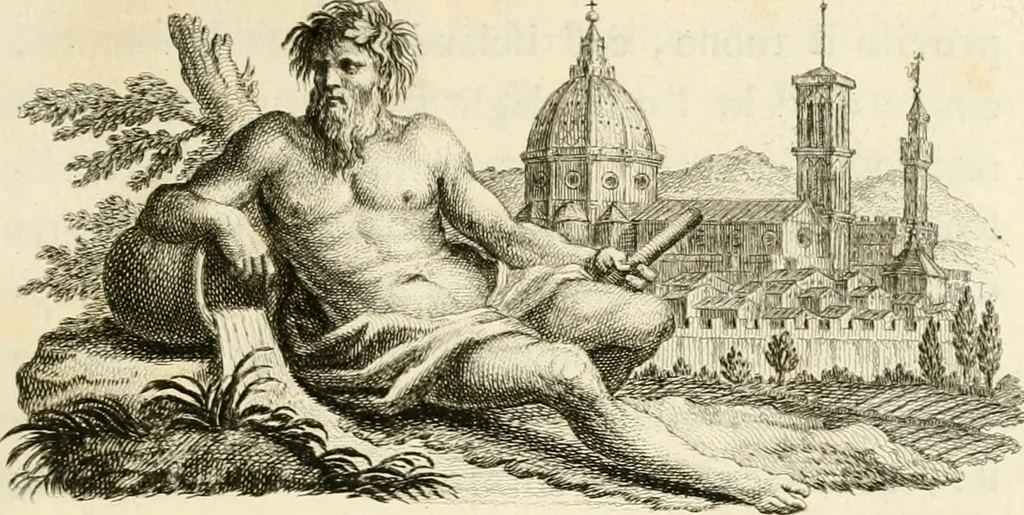 An illustration from Solenni esequie celebrate nel Duomo di Firenze per la morte dell' augustissimo imperatore Francesco Primo, Duca di Lorena e di Bar, Gran-Duca di Toscana &c. &c. &c., ordinate da S.A.R. Pietro Leopoldo, Arciduca d'Austria, Principe Reale di Ungheria e di Boemia, Gran-Duca di Toscana &c. &c, 1765, leaf 8
