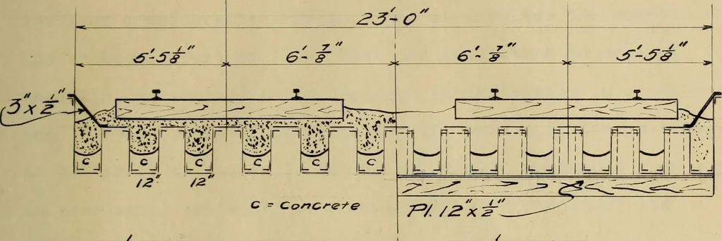 An illustration from Solid floors : railroad bridges, 1913, leaf 50
