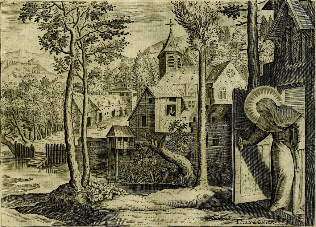 An illustration from Solitvdo, sive vitae foeminarvm anachoritarvm, 1606, leaf 16
