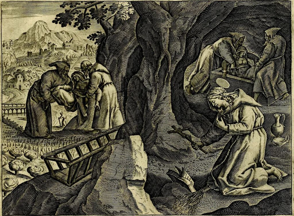 An illustration from Solitvdo, sive vitae foeminarvm anachoritarvm, 1606, leaf 18