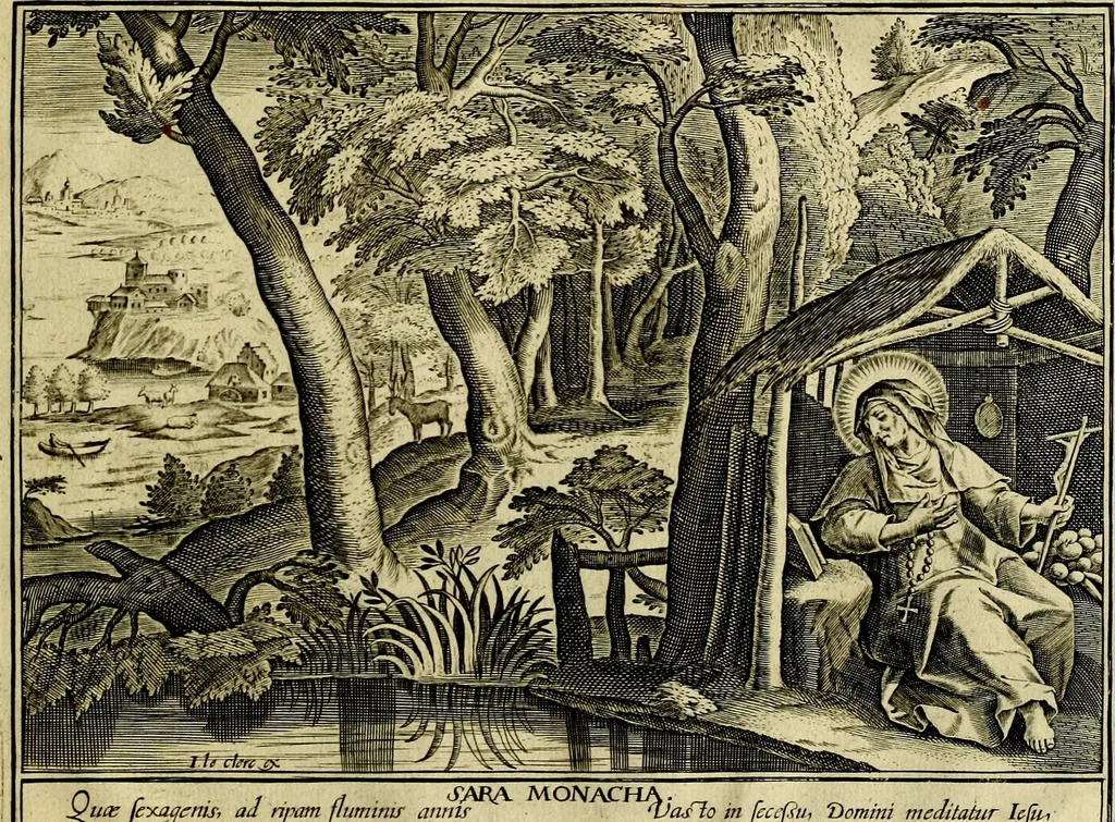 An illustration from Solitvdo, sive vitae foeminarvm anachoritarvm, 1606, leaf 24