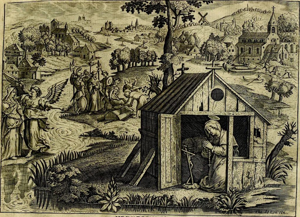 An illustration from Solitvdo, sive vitae foeminarvm anachoritarvm, 1606, leaf 40