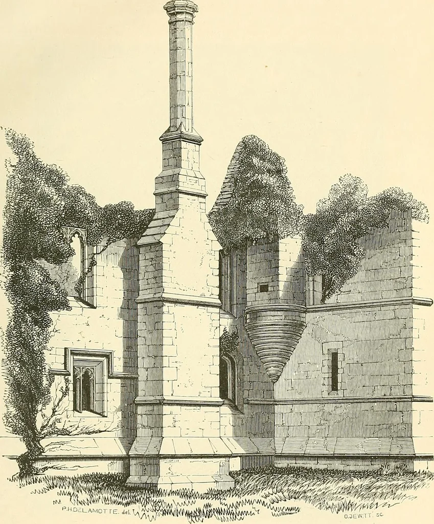 An illustration from Some account of domestic architecture in England from Edward I to Richard II, with notices of foreign examples and numerous illustrations of existing remains from original drawings, 1882, leaf 382