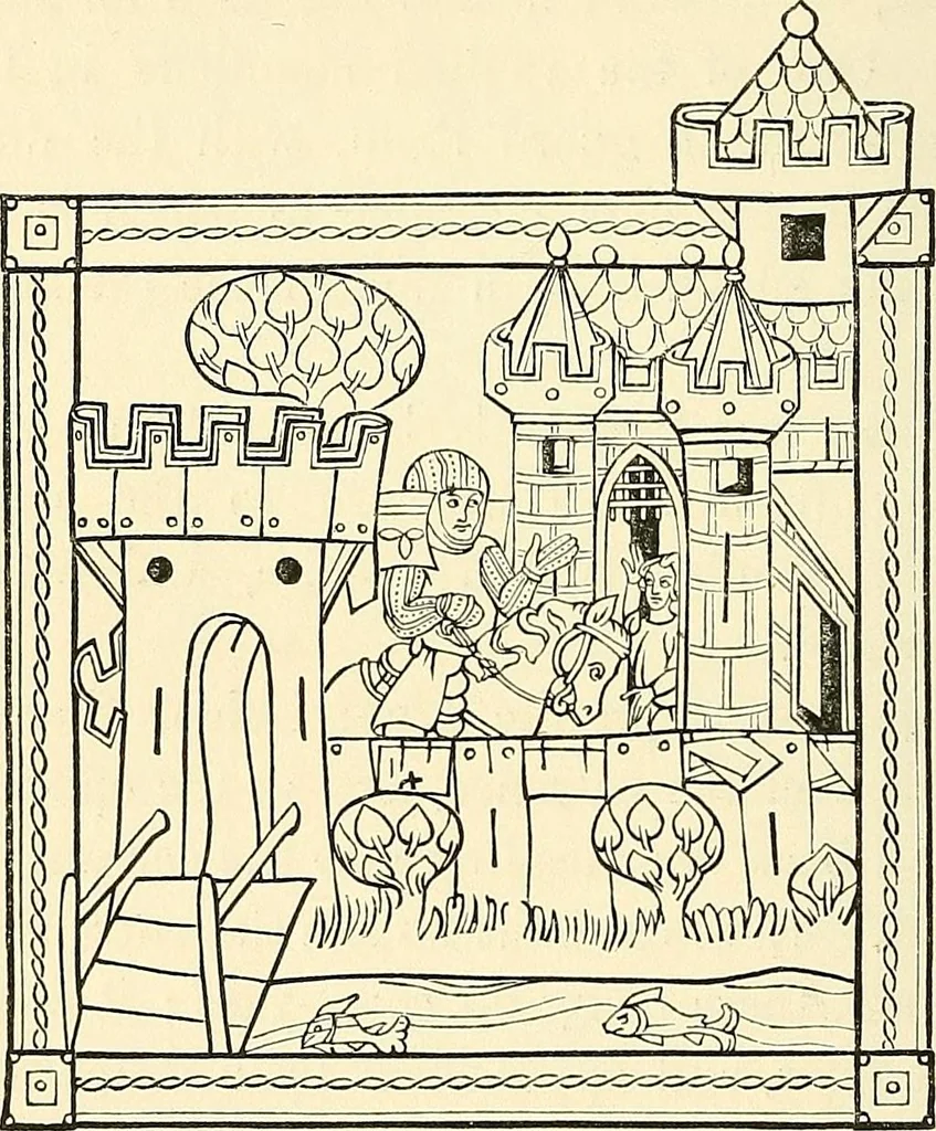 An illustration from Some account of domestic architecture in England from Edward I to Richard II, with notices of foreign examples and numerous illustrations of existing remains from original drawings, 1882, leaf 39