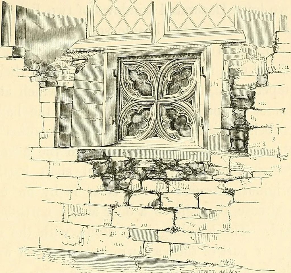 An illustration from Some account of domestic architecture in England from Edward I to Richard II, with notices of foreign examples and numerous illustrations of existing remains from original drawings, 1882, leaf 448