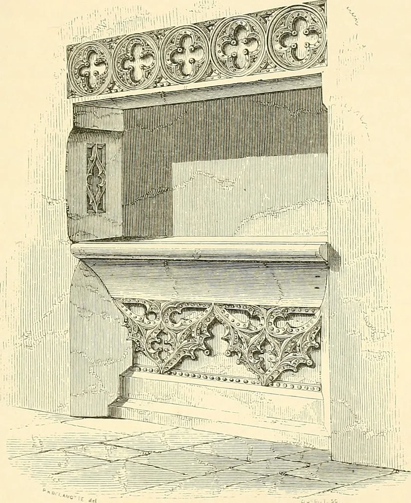 An illustration from Some account of domestic architecture in England from Edward I to Richard II, with notices of foreign examples and numerous illustrations of existing remains from original drawings, 1882, leaf 90