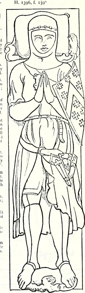 An illustration from Some feudal coats of arms and others, illustrated with 2,000 zinco etchings from the Bayear tapestry, Greek vases, seals, tiles, effigies, brasses and heralcic rolls. Some chart pedigrees, 1902, leaf 118