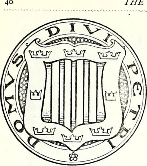 An illustration from Some feudal coats of arms and others, illustrated with 2,000 zinco etchings from the Bayear tapestry, Greek vases, seals, tiles, effigies, brasses and heralcic rolls. Some chart pedigrees, 1902, leaf 160