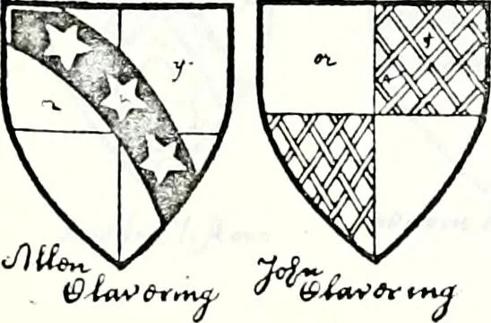 An illustration from Some feudal coats of arms and others, illustrated with 2,000 zinco etchings from the Bayear tapestry, Greek vases, seals, tiles, effigies, brasses and heralcic rolls. Some chart pedigrees, 1902, leaf 174