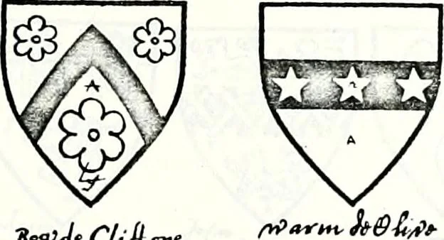 An illustration from Some feudal coats of arms and others, illustrated with 2,000 zinco etchings from the Bayear tapestry, Greek vases, seals, tiles, effigies, brasses and heralcic rolls. Some chart pedigrees, 1902, leaf 176