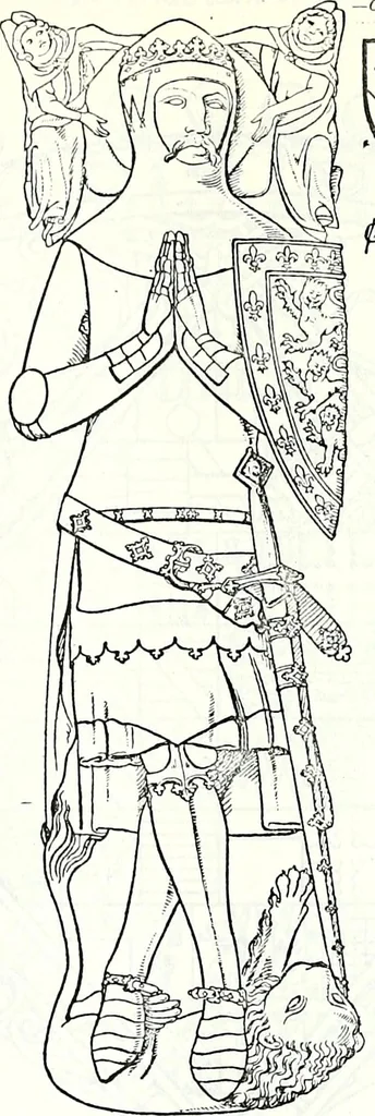 An illustration from Some feudal coats of arms and others, illustrated with 2,000 zinco etchings from the Bayear tapestry, Greek vases, seals, tiles, effigies, brasses and heralcic rolls. Some chart pedigrees, 1902, leaf 188