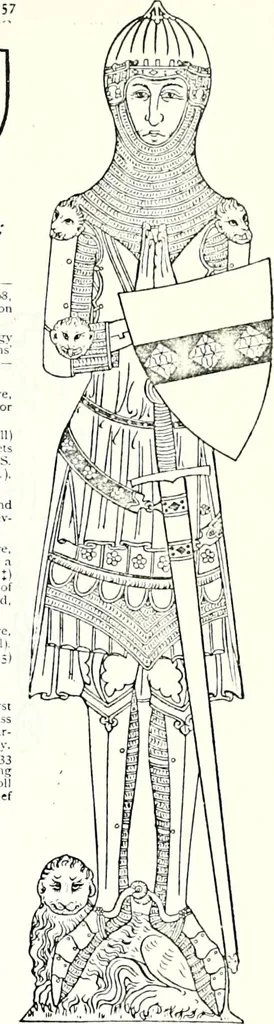 An illustration from Some feudal coats of arms and others, illustrated with 2,000 zinco etchings from the Bayear tapestry, Greek vases, seals, tiles, effigies, brasses and heralcic rolls. Some chart pedigrees, 1902, leaf 194