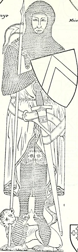 An illustration from Some feudal coats of arms and others, illustrated with 2,000 zinco etchings from the Bayear tapestry, Greek vases, seals, tiles, effigies, brasses and heralcic rolls. Some chart pedigrees, 1902, leaf 206