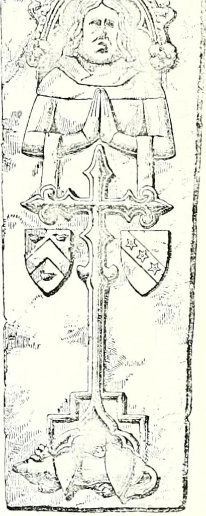 An illustration from Some feudal coats of arms and others, illustrated with 2,000 zinco etchings from the Bayear tapestry, Greek vases, seals, tiles, effigies, brasses and heralcic rolls. Some chart pedigrees, 1902, leaf 220