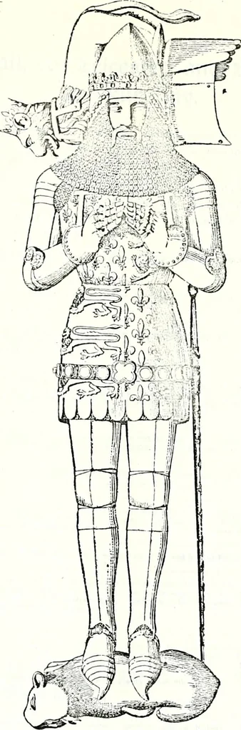 An illustration from Some feudal coats of arms and others, illustrated with 2,000 zinco etchings from the Bayear tapestry, Greek vases, seals, tiles, effigies, brasses and heralcic rolls. Some chart pedigrees, 1902, leaf 240
