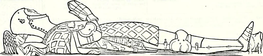 An illustration from Some feudal coats of arms and others, illustrated with 2,000 zinco etchings from the Bayear tapestry, Greek vases, seals, tiles, effigies, brasses and heralcic rolls. Some chart pedigrees, 1902, leaf 284