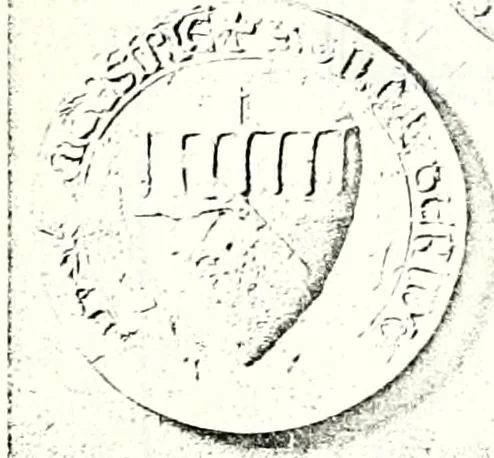 An illustration from Some feudal coats of arms and others, illustrated with 2,000 zinco etchings from the Bayear tapestry, Greek vases, seals, tiles, effigies, brasses and heralcic rolls. Some chart pedigrees, 1902, leaf 30