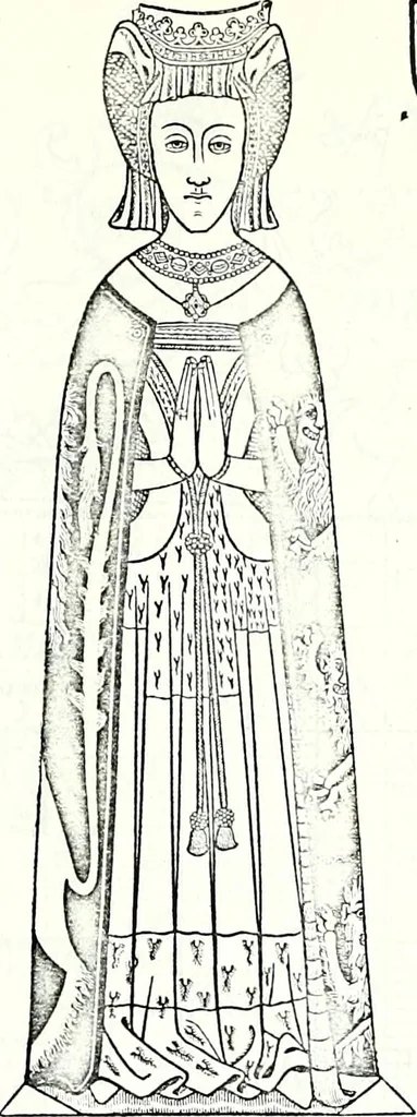 An illustration from Some feudal coats of arms and others, illustrated with 2,000 zinco etchings from the Bayear tapestry, Greek vases, seals, tiles, effigies, brasses and heralcic rolls. Some chart pedigrees, 1902, leaf 312