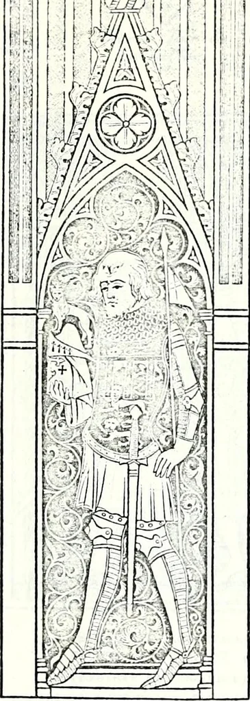 An illustration from Some feudal coats of arms and others, illustrated with 2,000 zinco etchings from the Bayear tapestry, Greek vases, seals, tiles, effigies, brasses and heralcic rolls. Some chart pedigrees, 1902, leaf 334