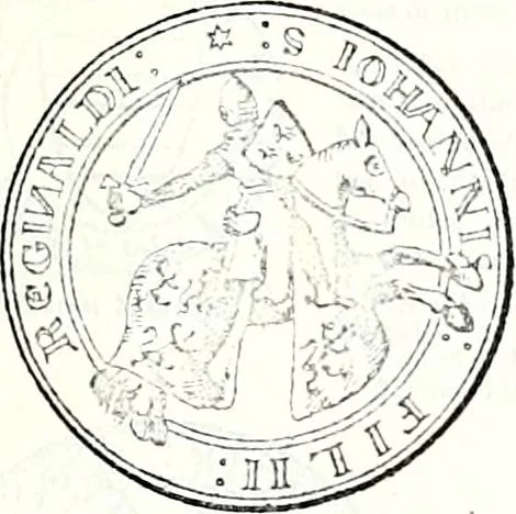 An illustration from Some feudal coats of arms and others, illustrated with 2,000 zinco etchings from the Bayear tapestry, Greek vases, seals, tiles, effigies, brasses and heralcic rolls. Some chart pedigrees, 1902, leaf 40