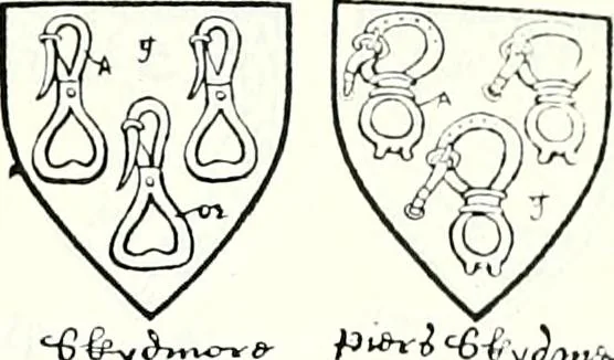 An illustration from Some feudal coats of arms and others, illustrated with 2,000 zinco etchings from the Bayear tapestry, Greek vases, seals, tiles, effigies, brasses and heralcic rolls. Some chart pedigrees, 1902, leaf 438