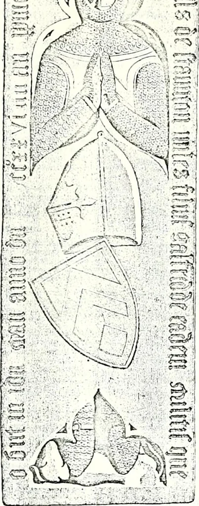 An illustration from Some feudal coats of arms and others, illustrated with 2,000 zinco etchings from the Bayear tapestry, Greek vases, seals, tiles, effigies, brasses and heralcic rolls. Some chart pedigrees, 1902, leaf 456