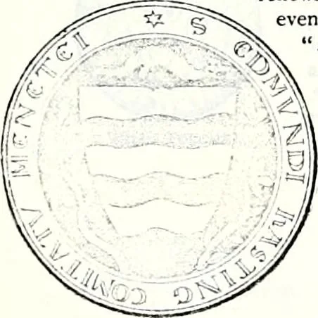 An illustration from Some feudal coats of arms and others, illustrated with 2,000 zinco etchings from the Bayear tapestry, Greek vases, seals, tiles, effigies, brasses and heralcic rolls. Some chart pedigrees, 1902, leaf 46