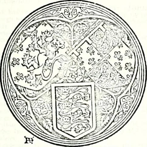 An illustration from Some feudal coats of arms and others, illustrated with 2,000 zinco etchings from the Bayear tapestry, Greek vases, seals, tiles, effigies, brasses and heralcic rolls. Some chart pedigrees, 1902, leaf 462