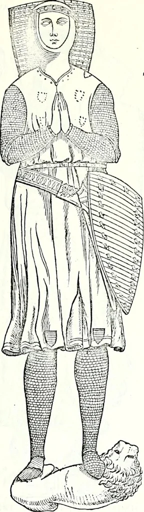 An illustration from Some feudal coats of arms and others, illustrated with 2,000 zinco etchings from the Bayear tapestry, Greek vases, seals, tiles, effigies, brasses and heralcic rolls. Some chart pedigrees, 1902, leaf 478