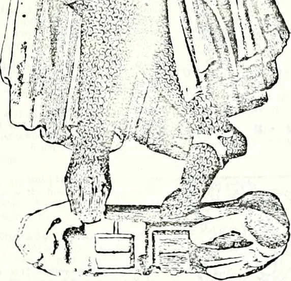 An illustration from Some feudal coats of arms and others, illustrated with 2,000 zinco etchings from the Bayear tapestry, Greek vases, seals, tiles, effigies, brasses and heralcic rolls. Some chart pedigrees, 1902, leaf 480