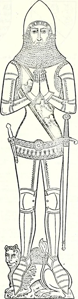 An illustration from Some feudal coats of arms and others, illustrated with 2,000 zinco etchings from the Bayear tapestry, Greek vases, seals, tiles, effigies, brasses and heralcic rolls. Some chart pedigrees, 1902, leaf 500