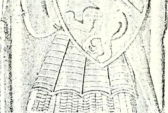 An illustration from Some feudal coats of arms and others, illustrated with 2,000 zinco etchings from the Bayear tapestry, Greek vases, seals, tiles, effigies, brasses and heralcic rolls. Some chart pedigrees, 1902, leaf 510
