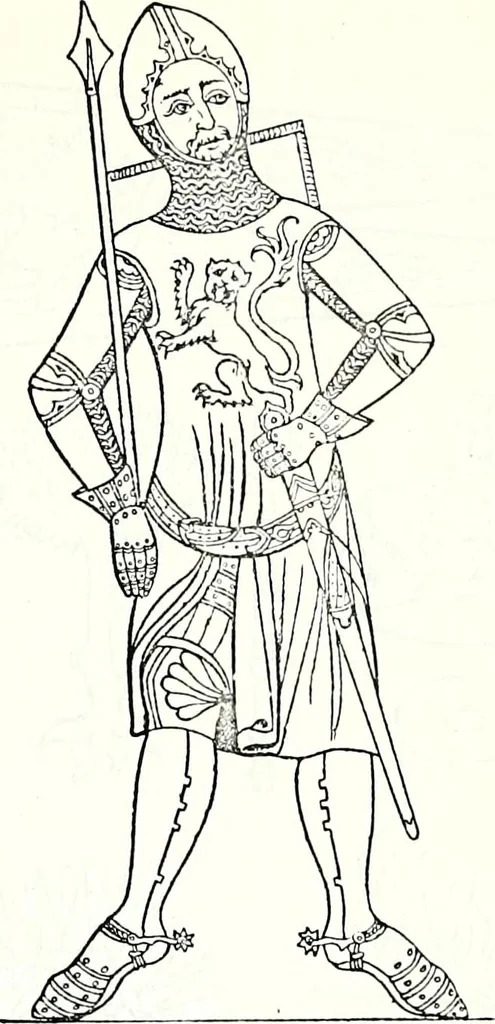 An illustration from Some feudal coats of arms and others, illustrated with 2,000 zinco etchings from the Bayear tapestry, Greek vases, seals, tiles, effigies, brasses and heralcic rolls. Some chart pedigrees, 1902, leaf 512