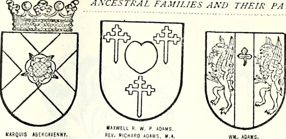 An illustration from Some feudal coats of arms and others, illustrated with 2,000 zinco etchings from the Bayear tapestry, Greek vases, seals, tiles, effigies, brasses and heralcic rolls. Some chart pedigrees, 1902, leaf 544