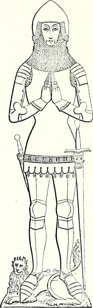 An illustration from Some feudal coats of arms and others, illustrated with 2,000 zinco etchings from the Bayear tapestry, Greek vases, seals, tiles, effigies, brasses and heralcic rolls. Some chart pedigrees, 1902, leaf 562
