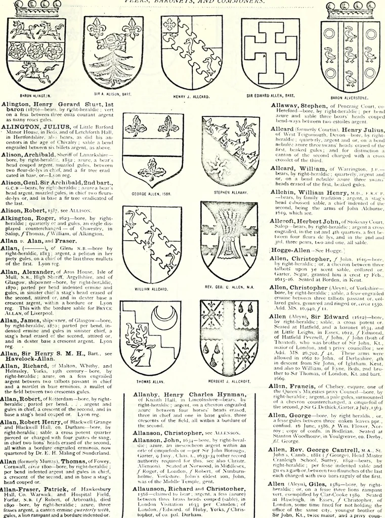 An illustration from Some feudal coats of arms and others, illustrated with 2,000 zinco etchings from the Bayear tapestry, Greek vases, seals, tiles, effigies, brasses and heralcic rolls. Some chart pedigrees, 1902, leaf 564