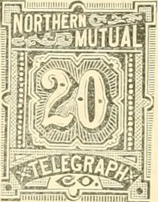 An illustration from Some notes on the telegraph companies of the United States; their stamps and franks, 1900, leaf 30
