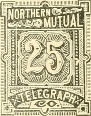 An illustration from Some notes on the telegraph companies of the United States; their stamps and franks, 1900, leaf 30