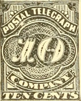 An illustration from Some notes on the telegraph companies of the United States; their stamps and franks, 1900, leaf 31