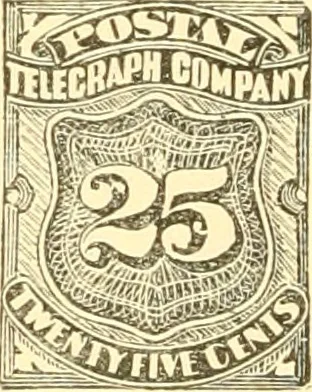 An illustration from Some notes on the telegraph companies of the United States; their stamps and franks, 1900, leaf 31