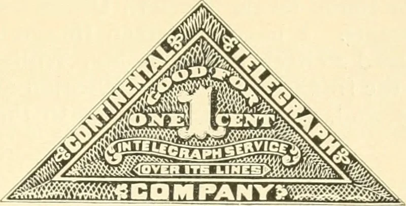 An illustration from Some notes on the telegraph companies of the United States; their stamps and franks, 1900, leaf 38