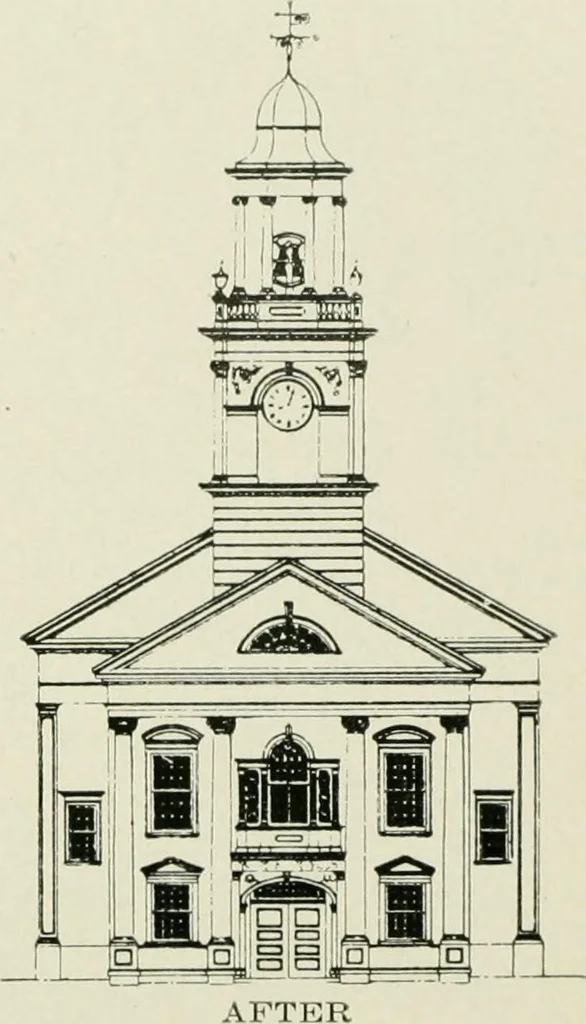 An illustration from Some old time meeting houses of the Connecticut Valley, 1911, leaf 173